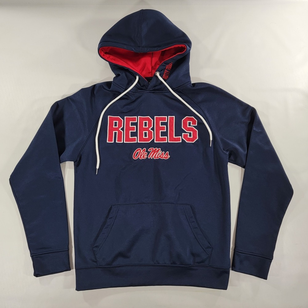 Ole Miss Rebels Hotty Toddy Mens Sz S Colosseum Pullover Pocket Hoodie EUC - Picture 1 of 7